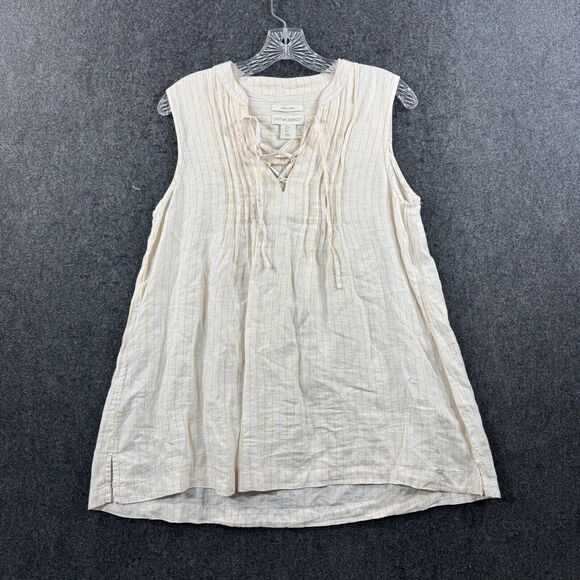 Cynthia Rowley Tops - Cynthia Rowley Blouse Women's Small White Yellow Striped 100% Linen Sleeveless